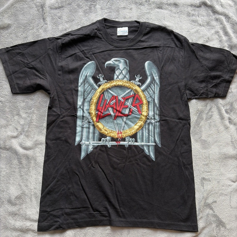 VTG 2004 SLAYER Silver Eagle T-Shirt Size Medium Thrash Metal‎ Band Y2K Tee